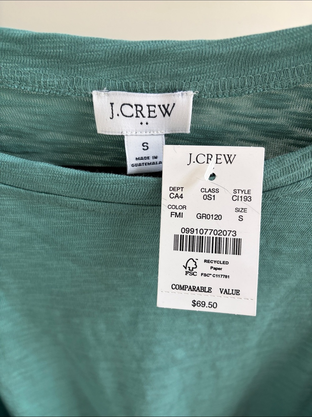 J. Crew Factory | Green Tie Waist T-Shirt Dress Size S NWT - Picture 2 of 3